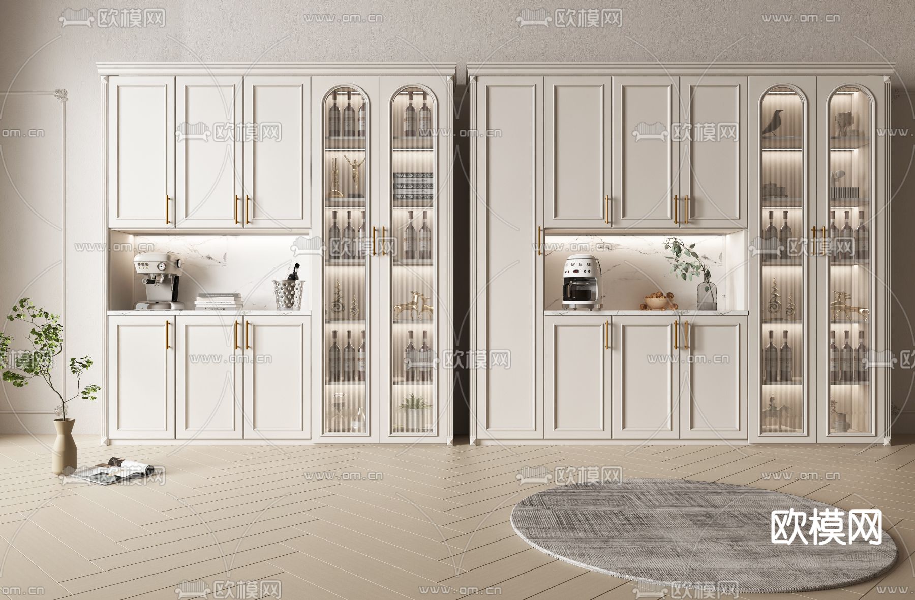 法式酒柜su模型下载（渲染图1）