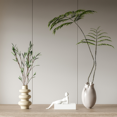 现代绿植花瓶su模型