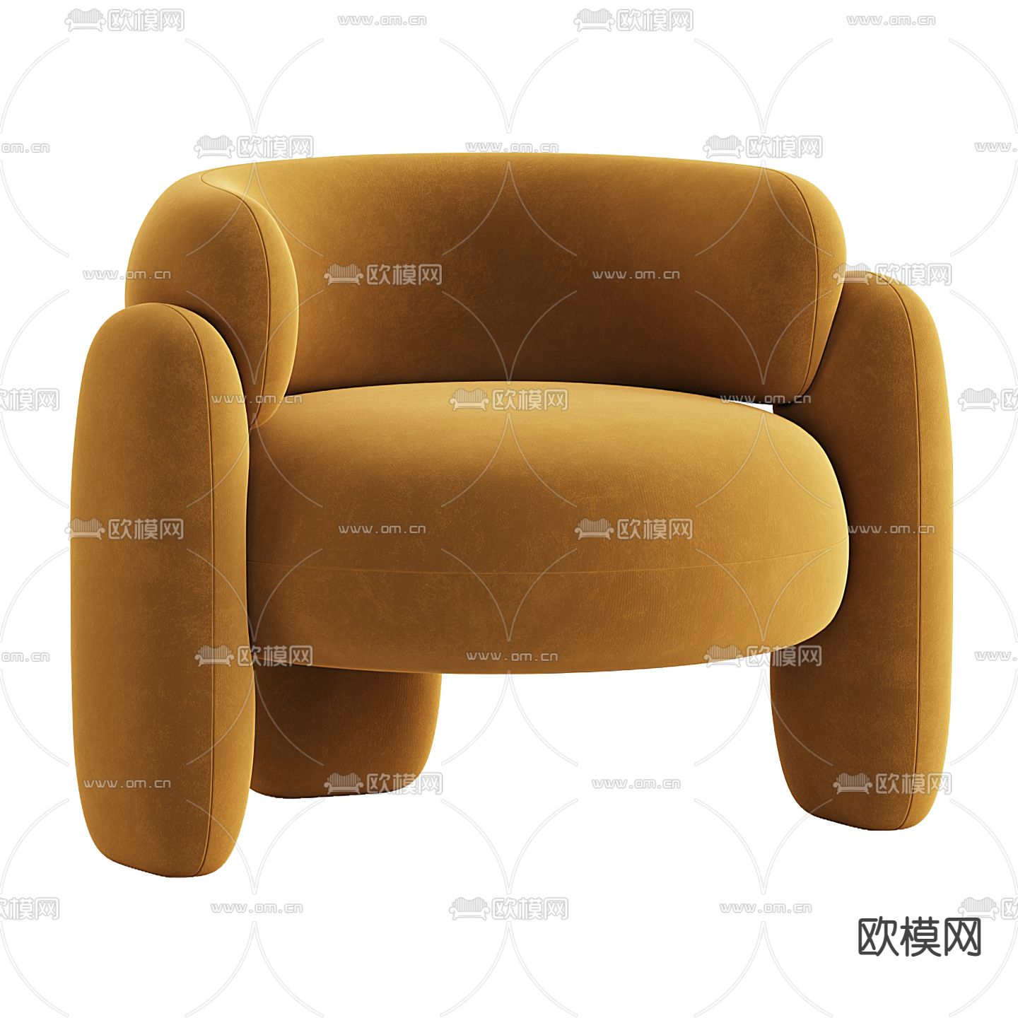 奶油风休闲沙发椅3d模型