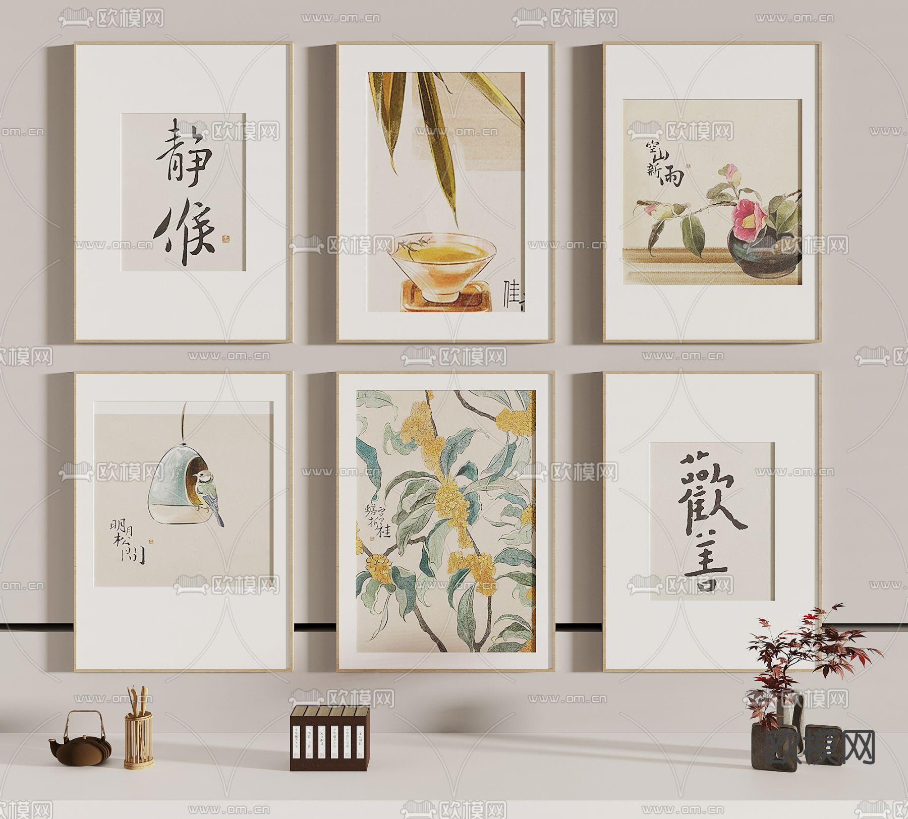 新中式书法装饰画 挂画su模型下载_ID12146674_sketchup模型下载-欧模网
