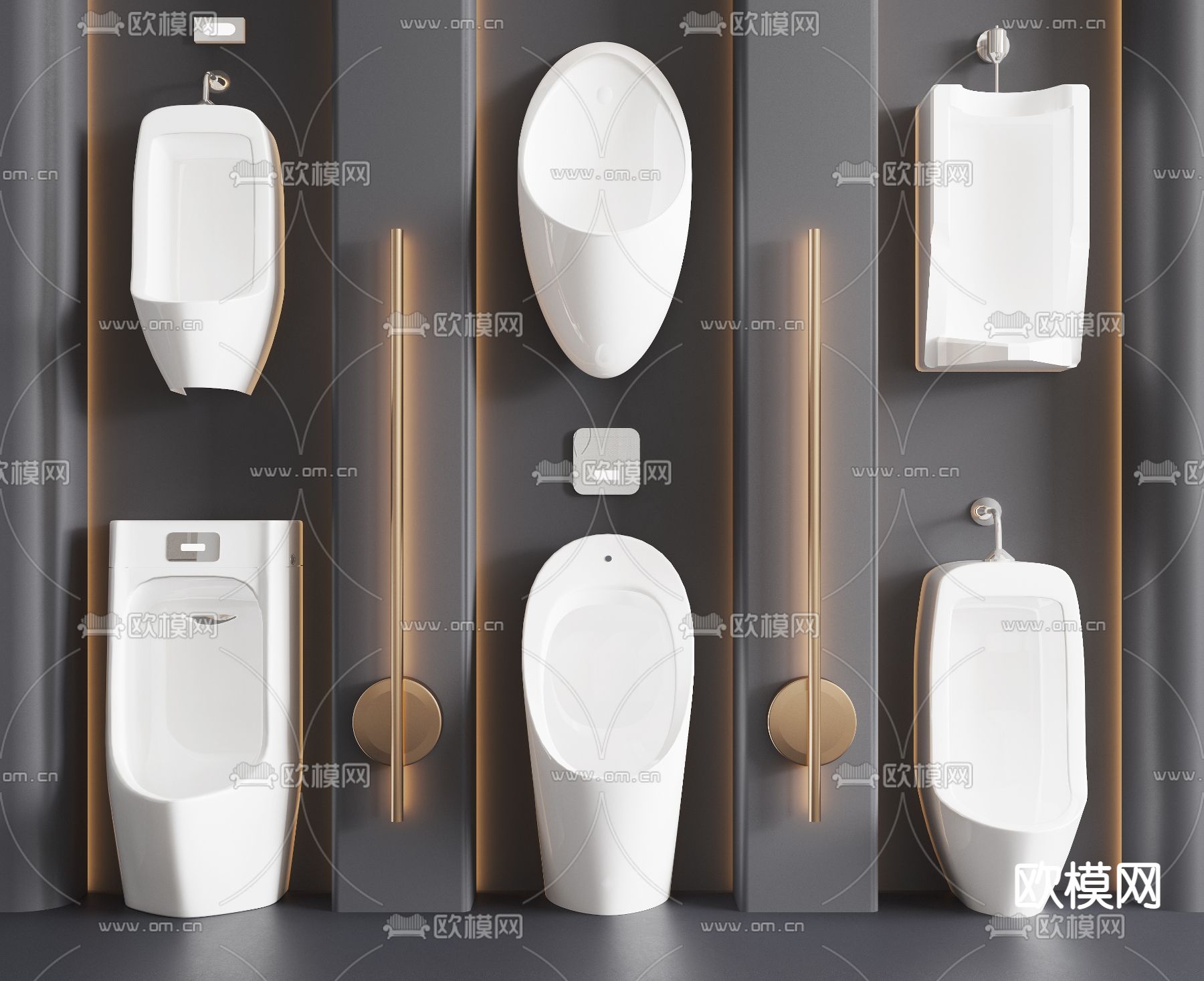 现代小便斗 尿斗su模型下载（渲染图1）