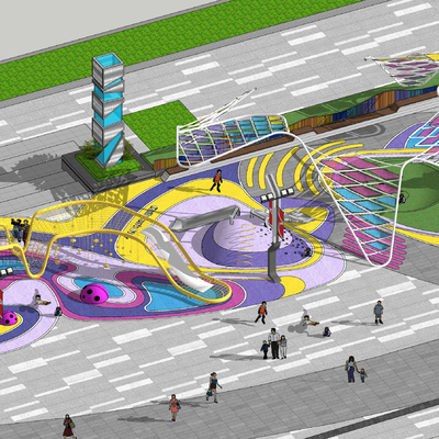  现代儿童活动场地su模型 