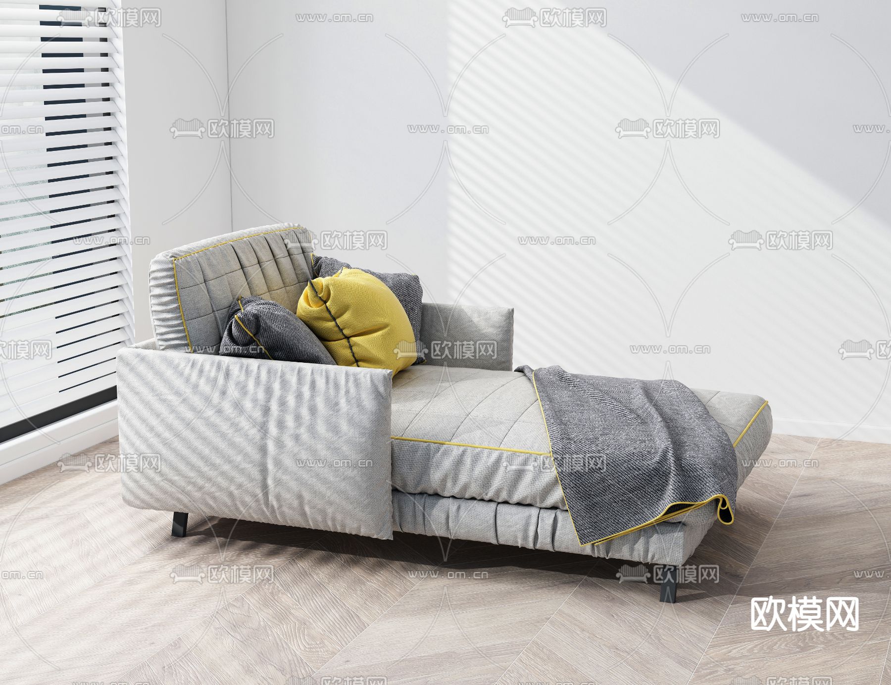 现代灰色贵妃椅3d模型下载