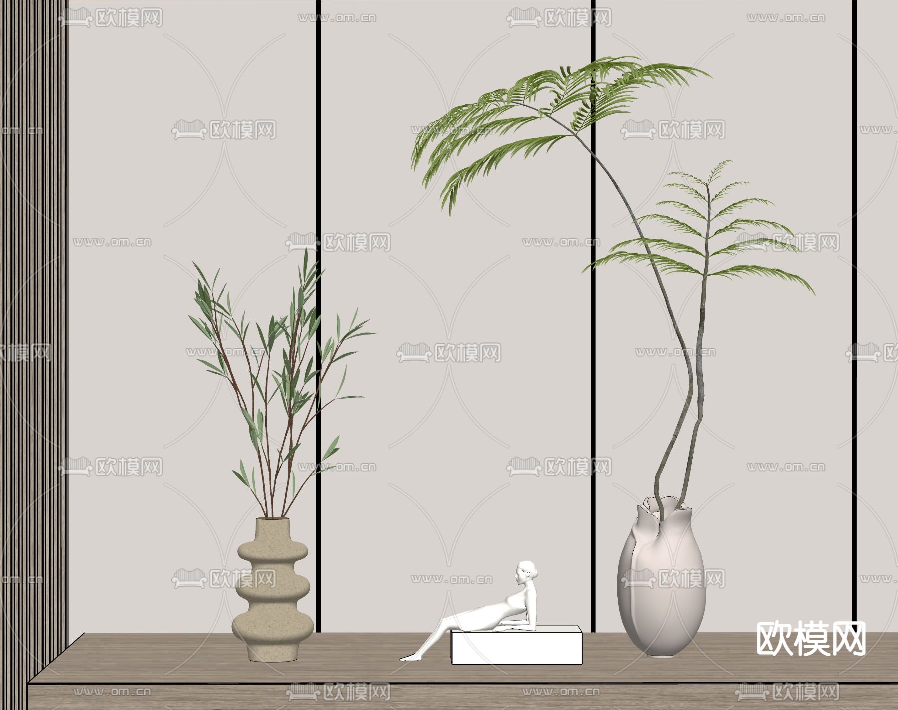 现代绿植花瓶su模型