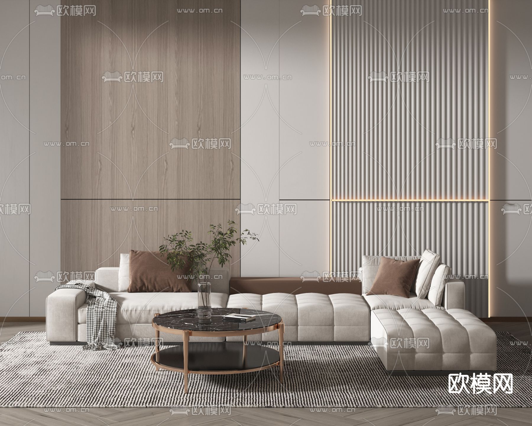 现代转角沙发3d模型下载