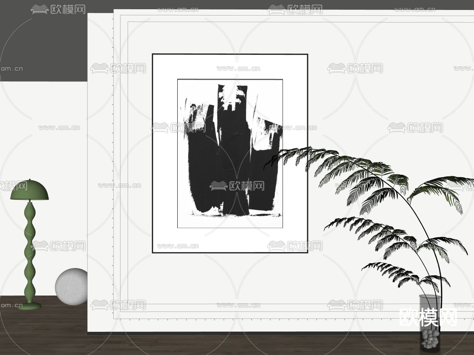 现代装饰挂画su模型下载（渲染图2）