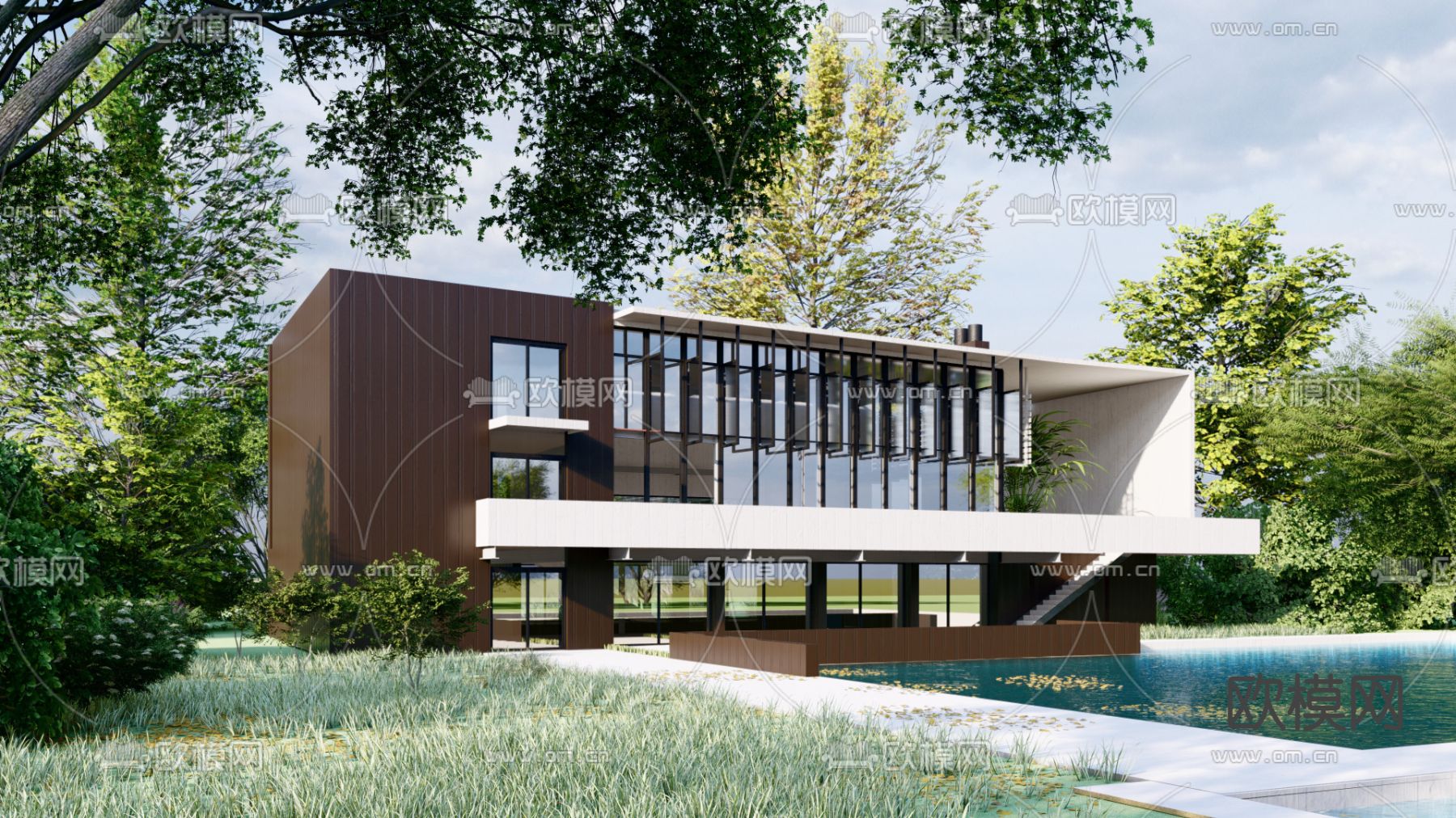 现代别墅外观su模型