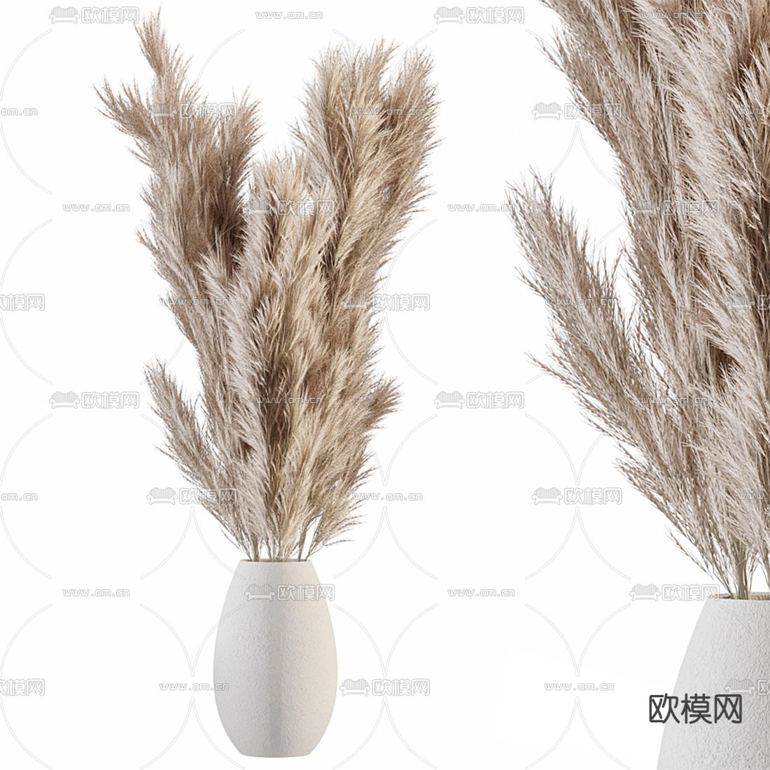 干花芦苇 花瓶摆件3d模型下载