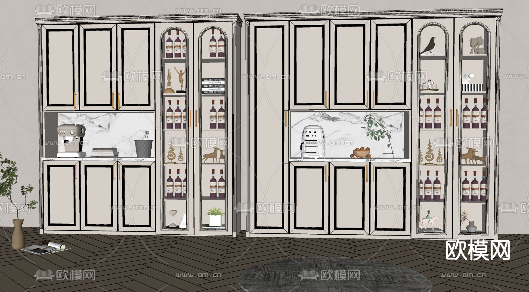 法式酒柜su模型下载（渲染图2）