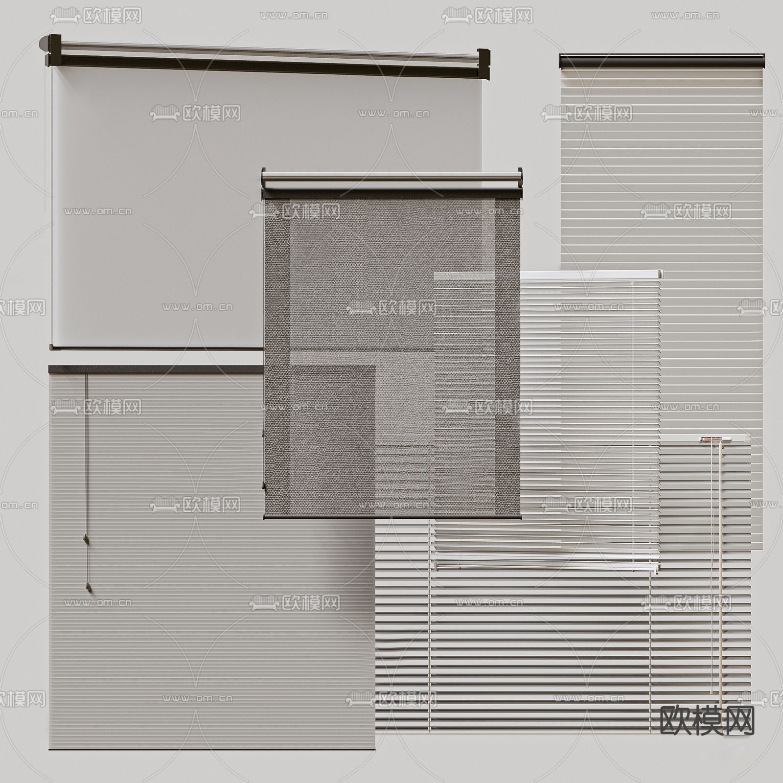 现代百叶帘 窗帘su模型下载_ID12150792_sketchup模型下载-欧模网