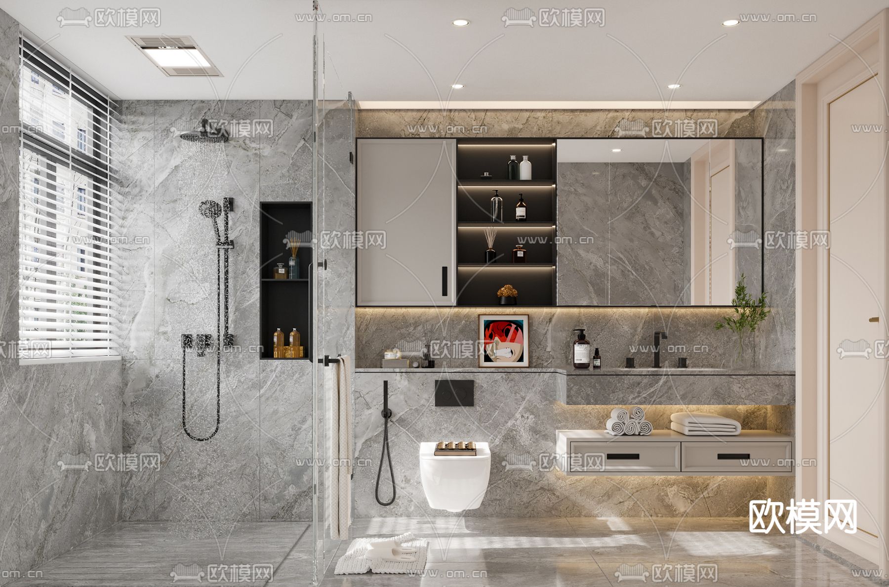 现代浴室卫生间3d模型下载