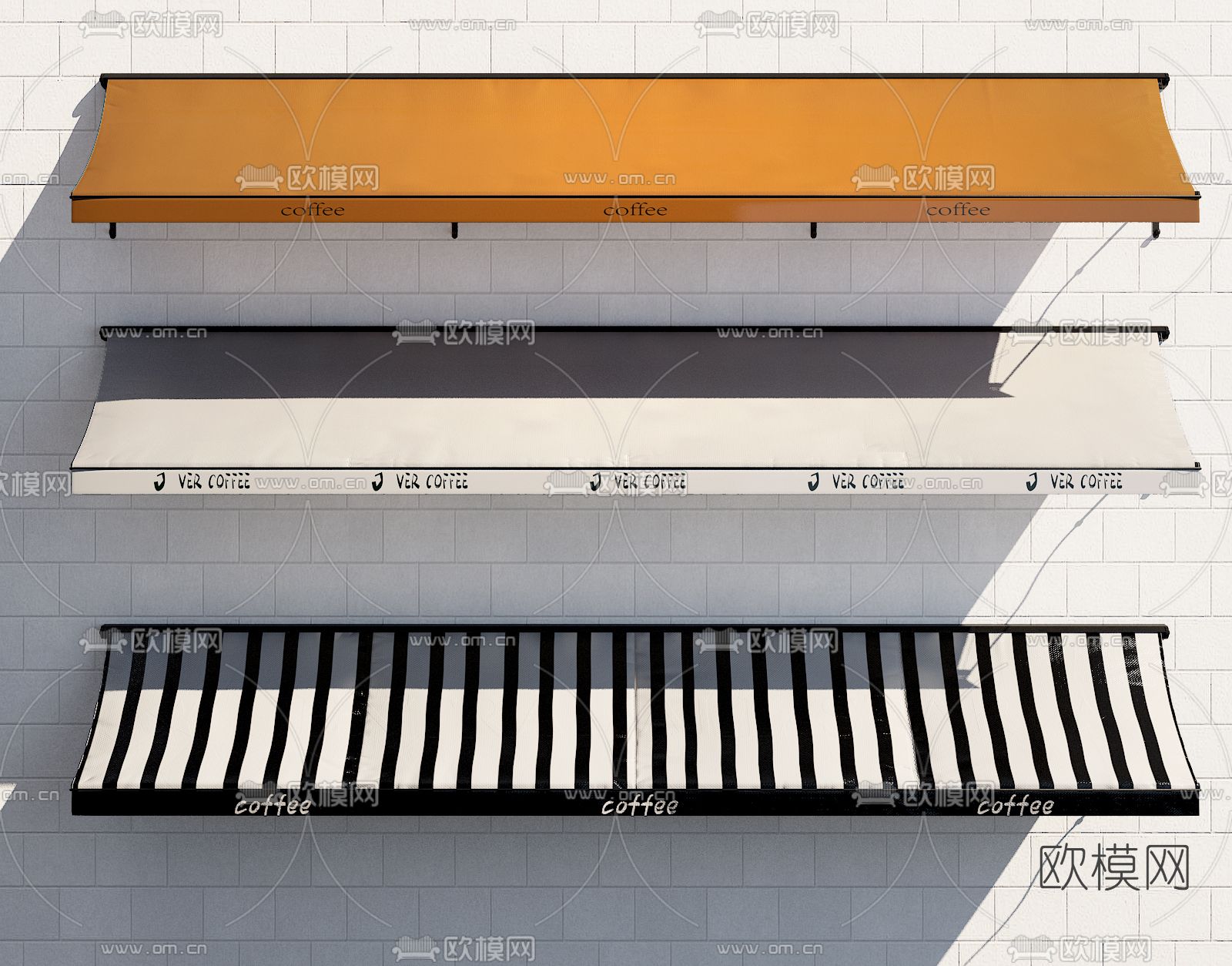现代咖啡店遮阳棚 遮雨棚3d模型下载（渲染图2）