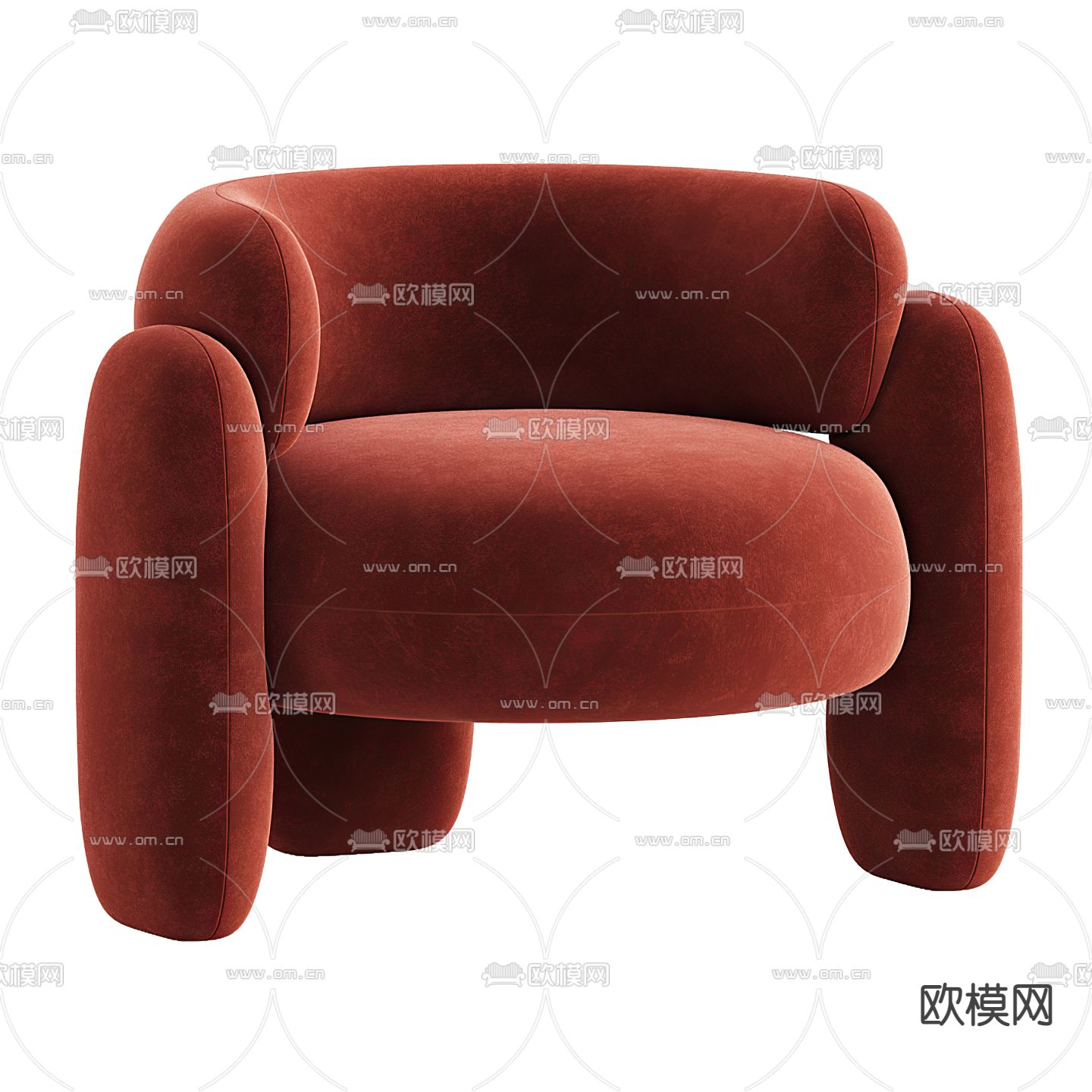 奶油风休闲沙发椅3d模型