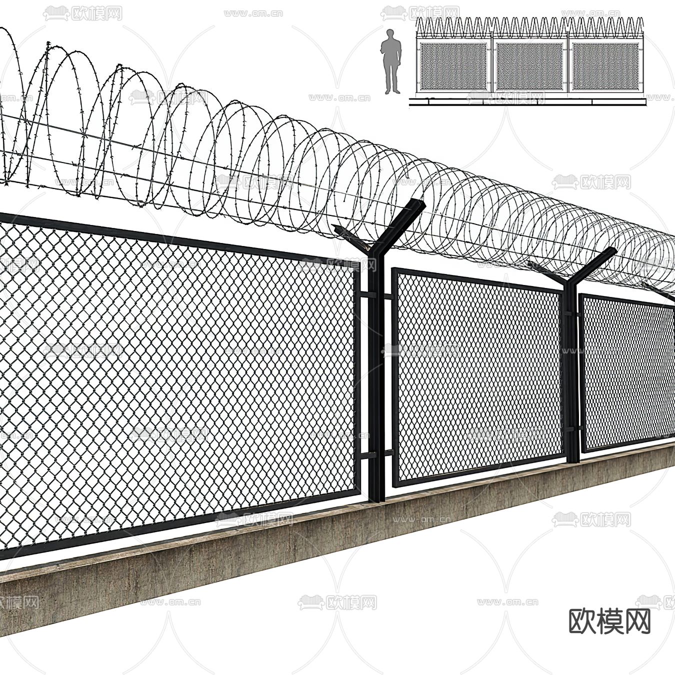铁丝防盗网 栅栏围栏3d模型下载（渲染图1）
