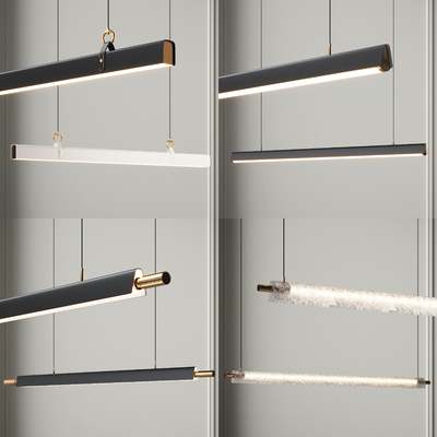  现代办公条形吊灯su模型 