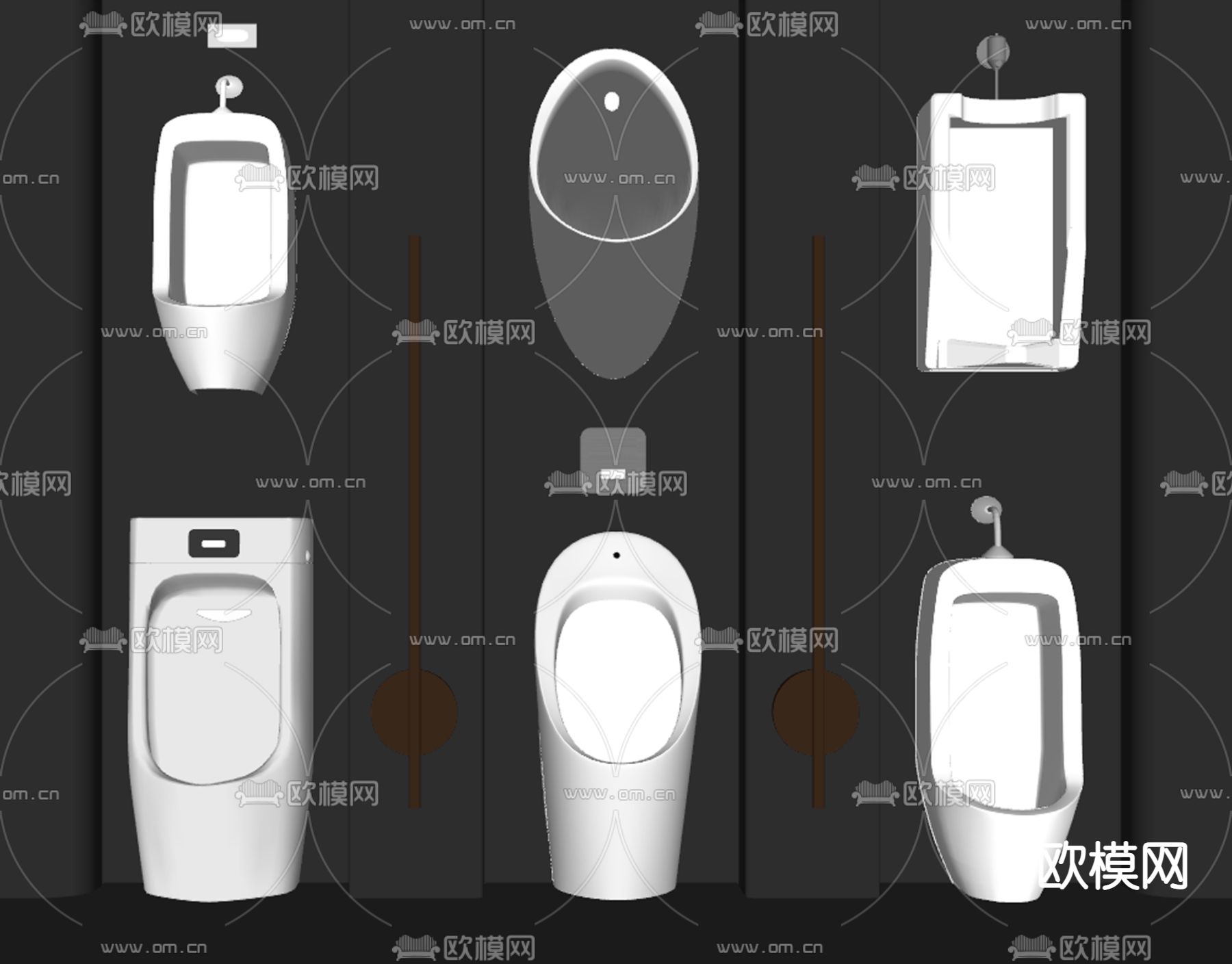 现代小便斗 尿斗su模型下载（渲染图2）