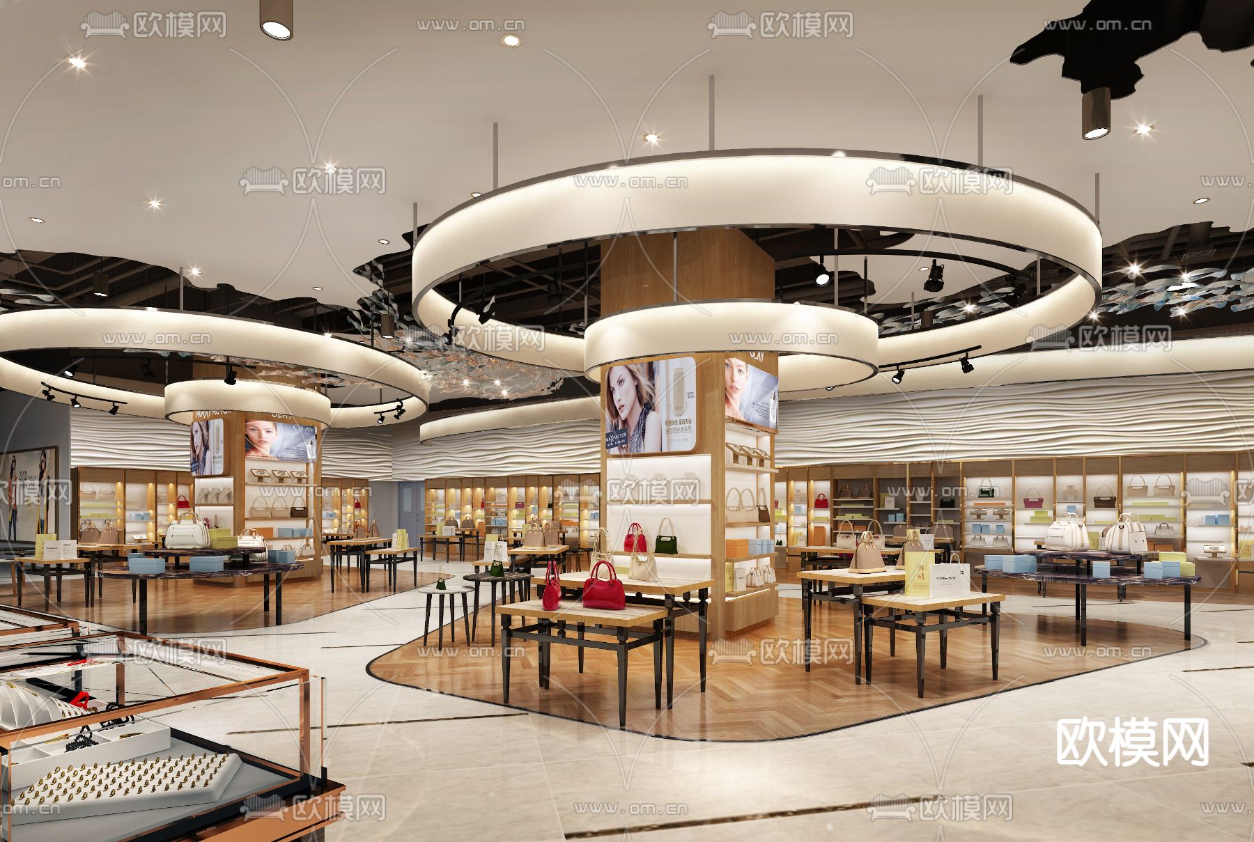 现代商场珠宝、首饰区3d模型下载