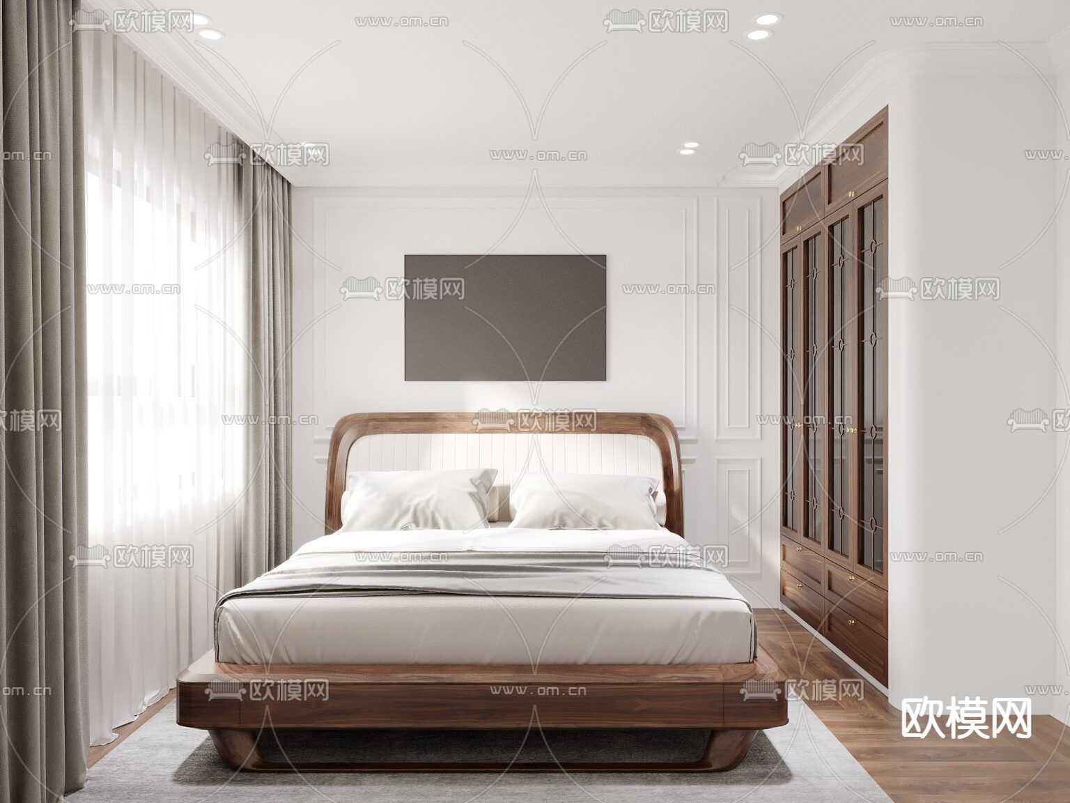 新中式轻奢创意公寓免费3d模型下载（渲染图6）