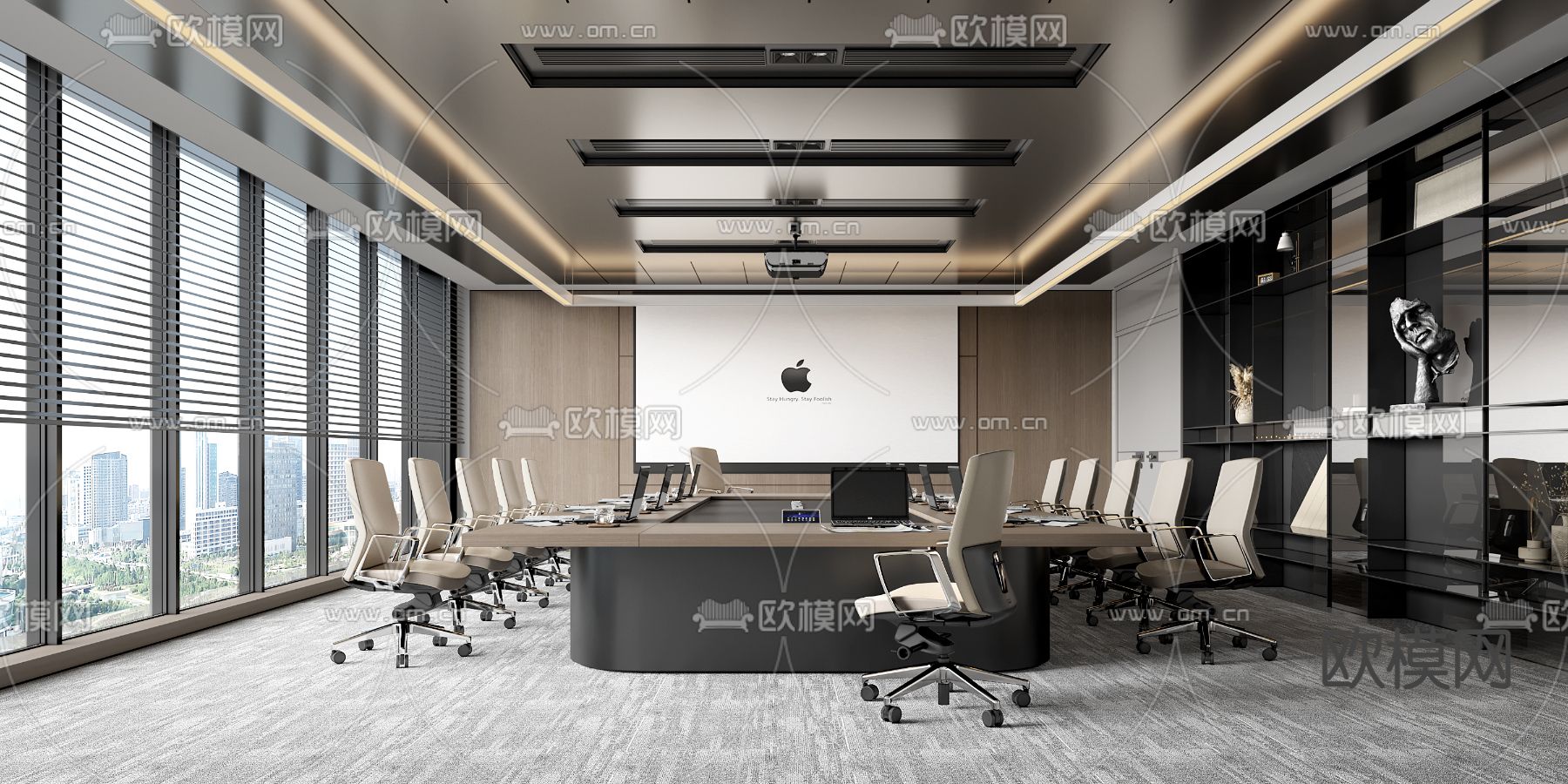 现代会议室3d模型下载_ID12154503_3dmax免费模型-欧模网