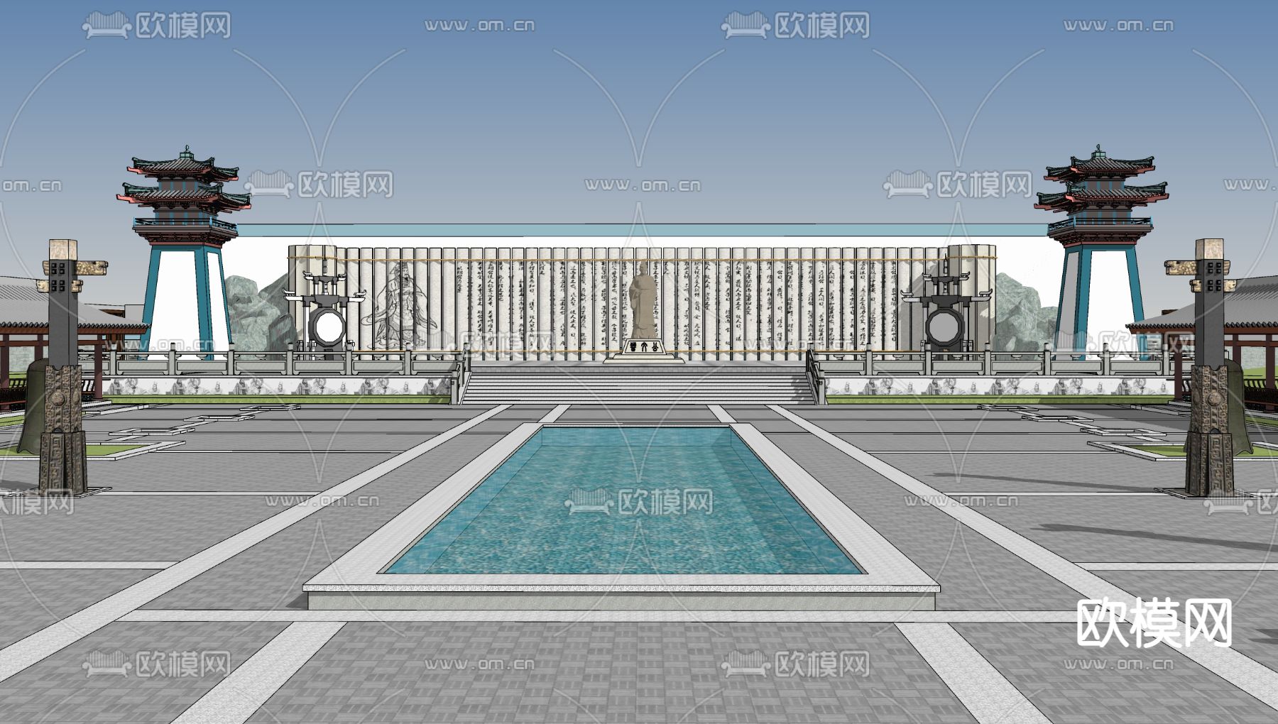 中式古建筑塔楼su模型下载（渲染图4）