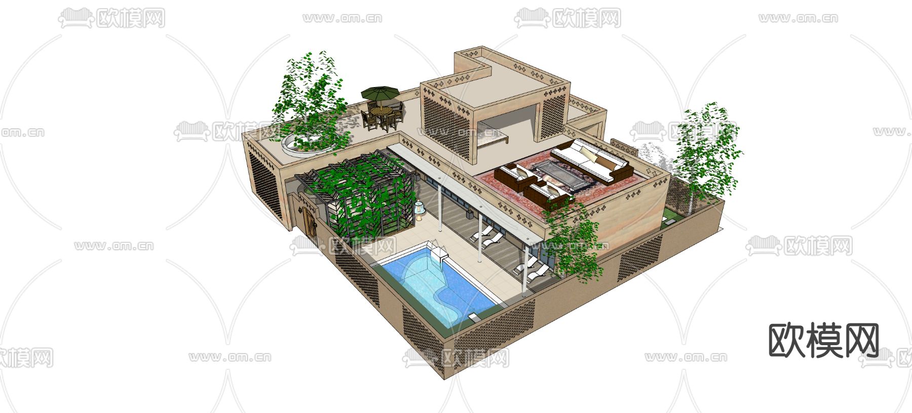 现代别墅外观su模型