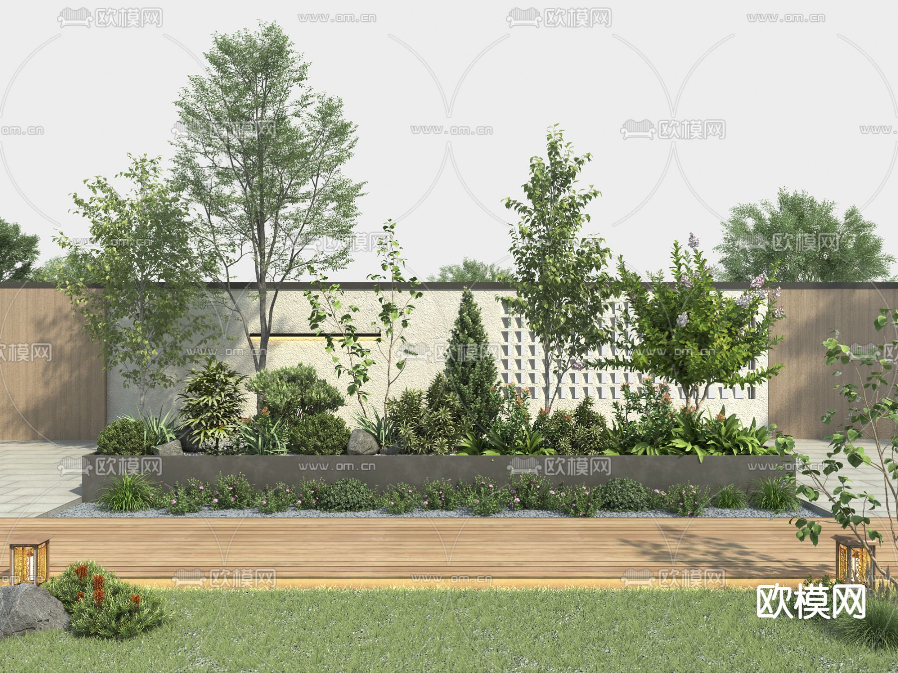 现代植物堆 庭院景观造景3d模型下载_ID12149366_3dmax免费模型-欧模网