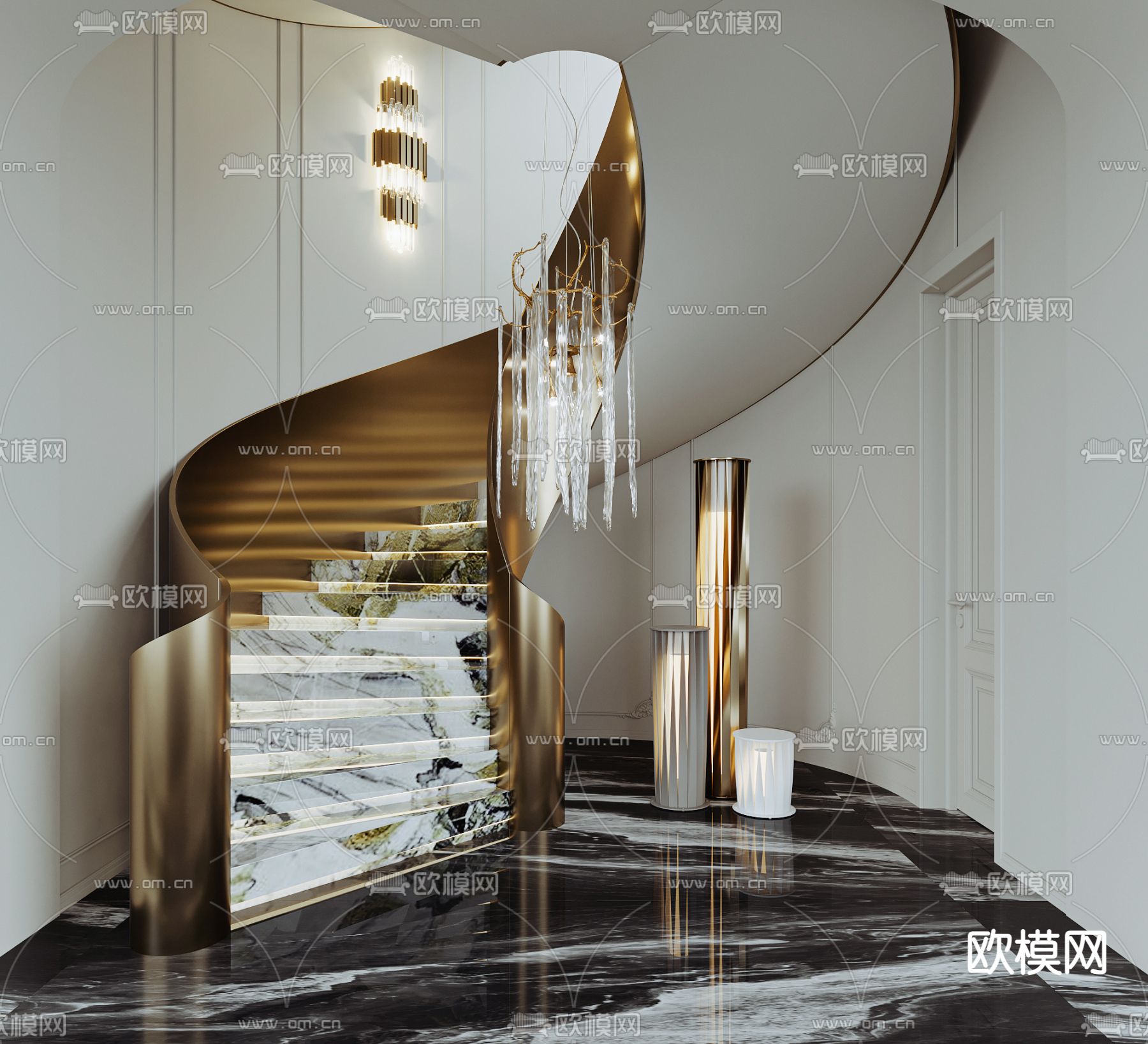 现代旋转楼梯3d模型下载