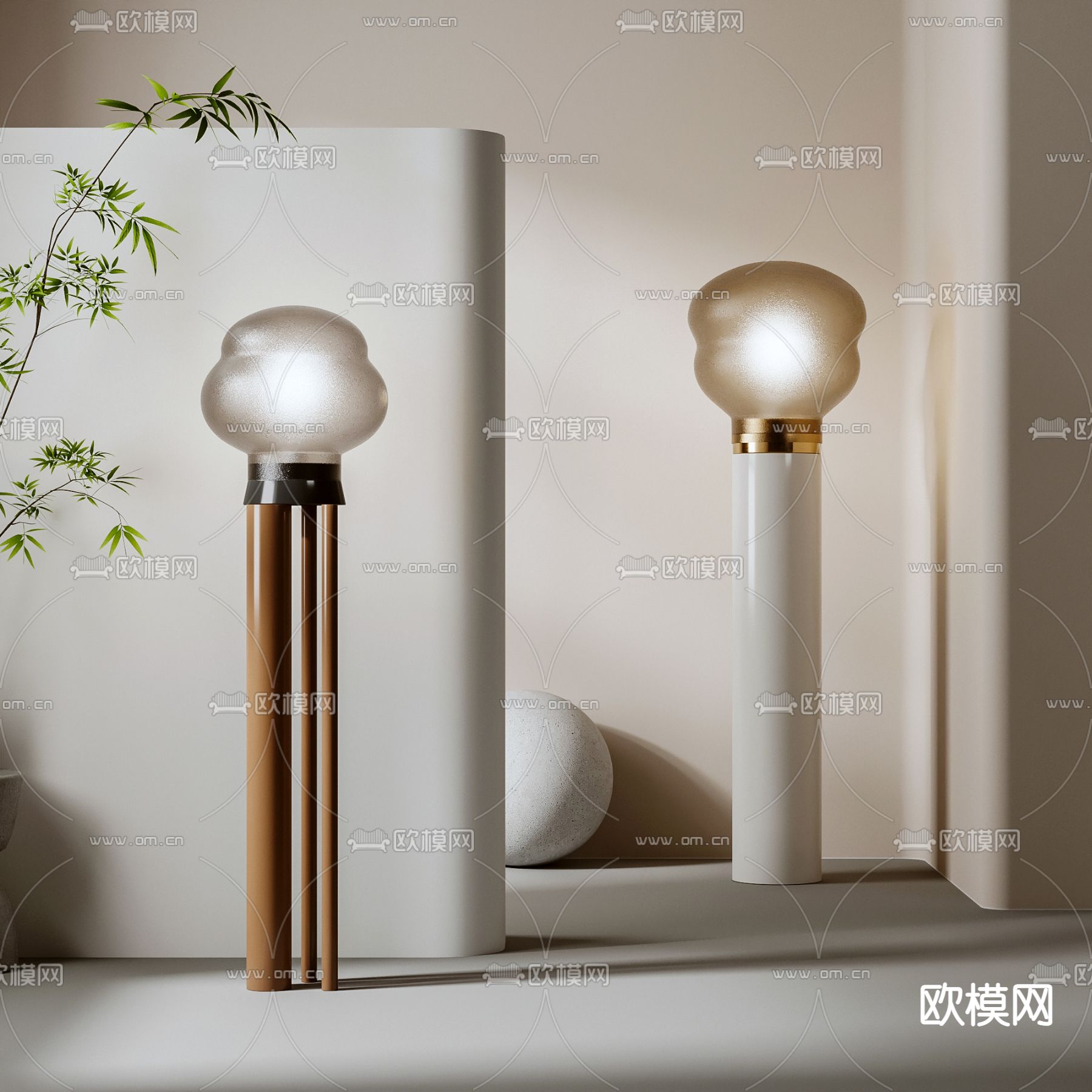 现代立柱式落地灯3d模型下载