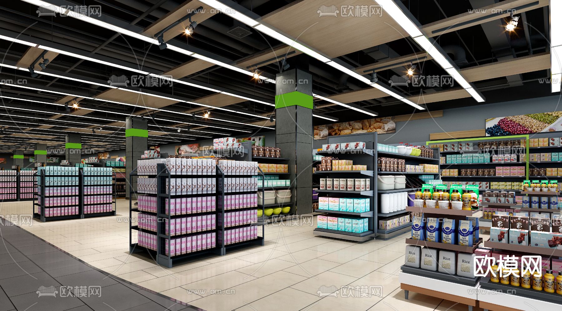 现代超市酒区、日用品3d模型下载（渲染图2）