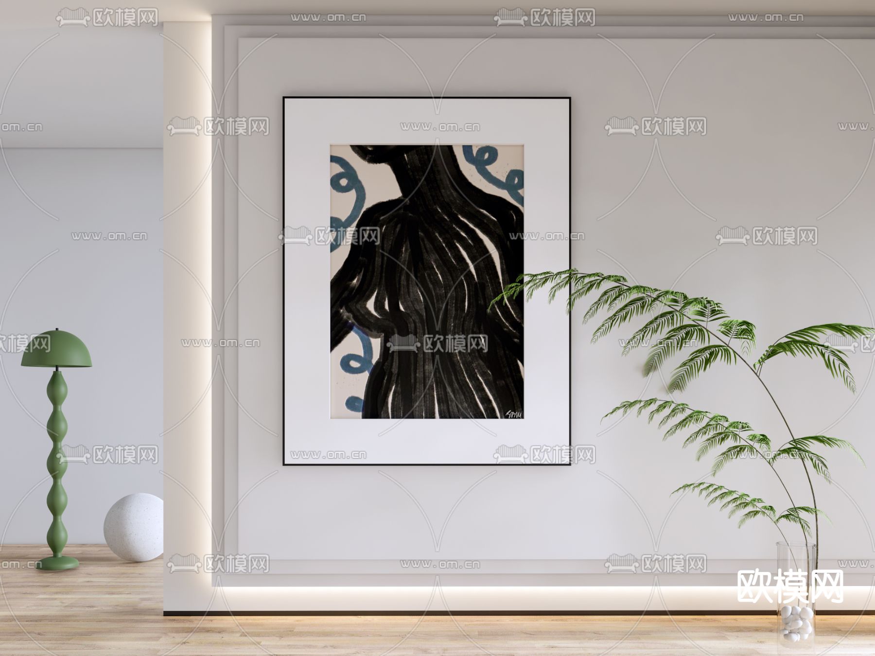 现代装饰挂画su模型下载（渲染图1）