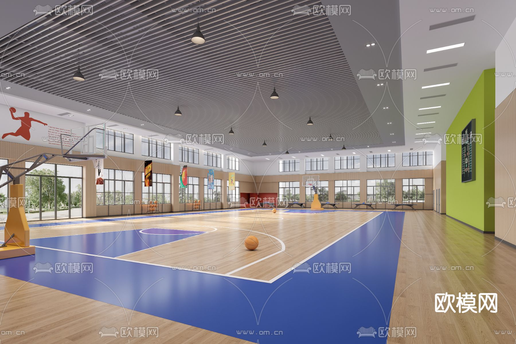 现代篮球馆 体育馆3d模型下载