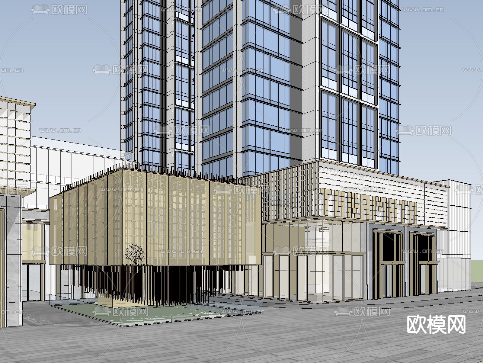 现代商业建筑外观su模型下载_ID12151684_sketchup模型下载-欧模网