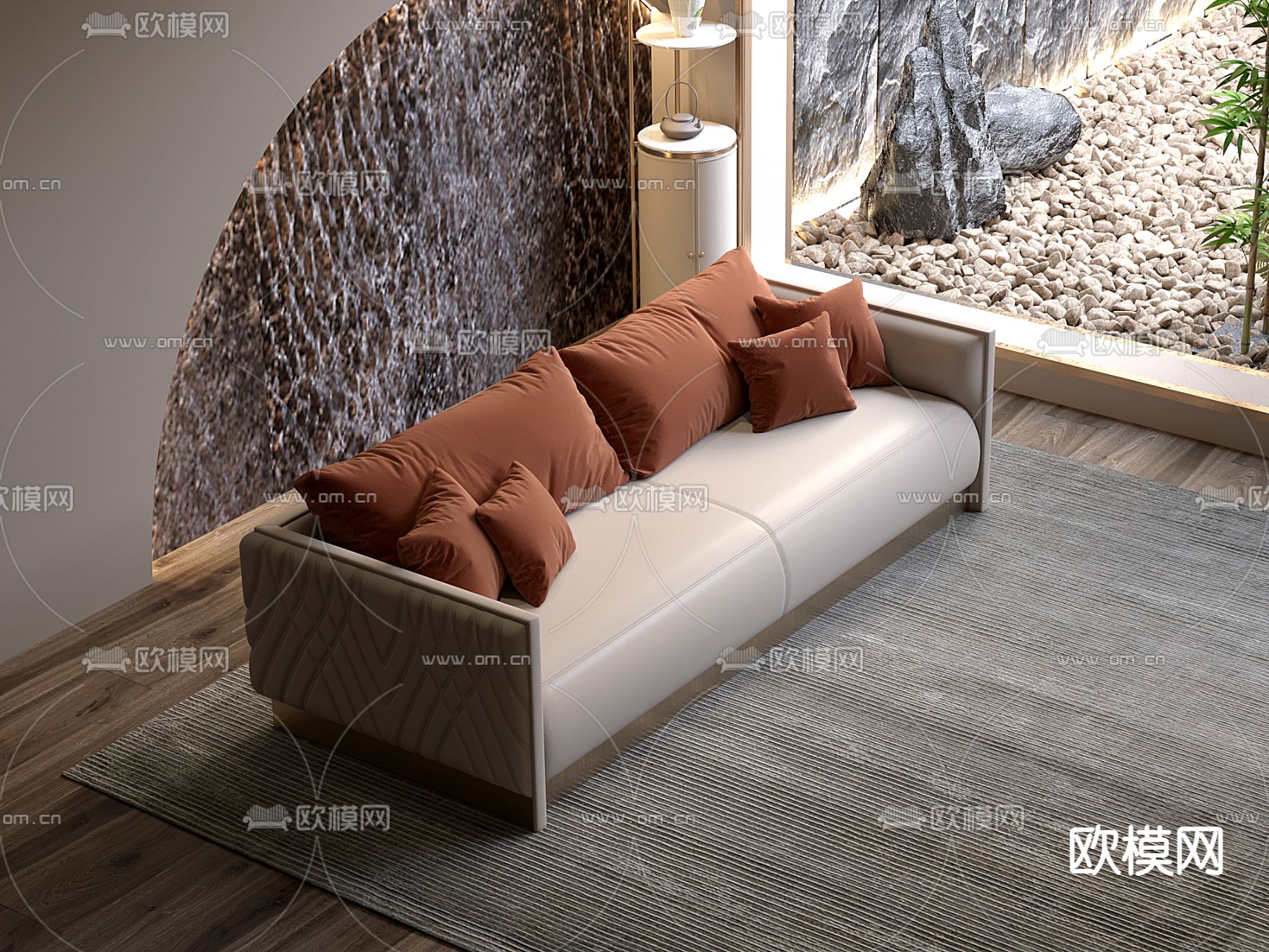 现代皮革双人沙发3d模型