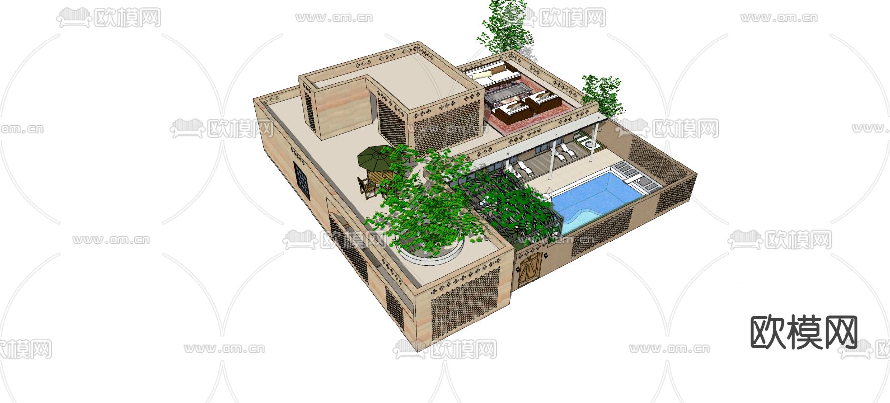 现代别墅外观su模型