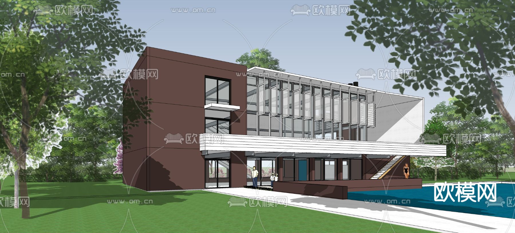 现代别墅外观su模型