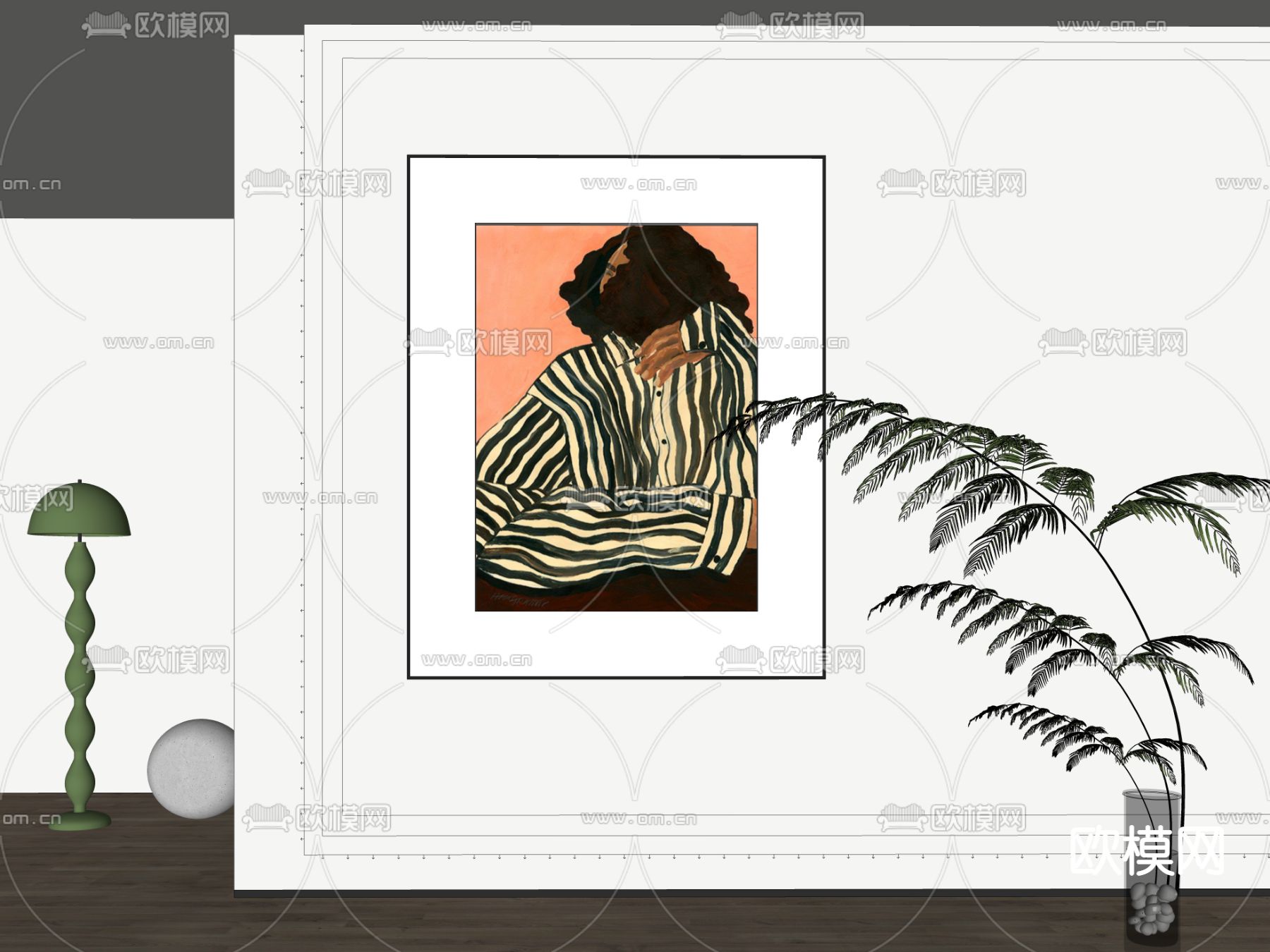 北欧装饰挂画su模型下载（渲染图2）