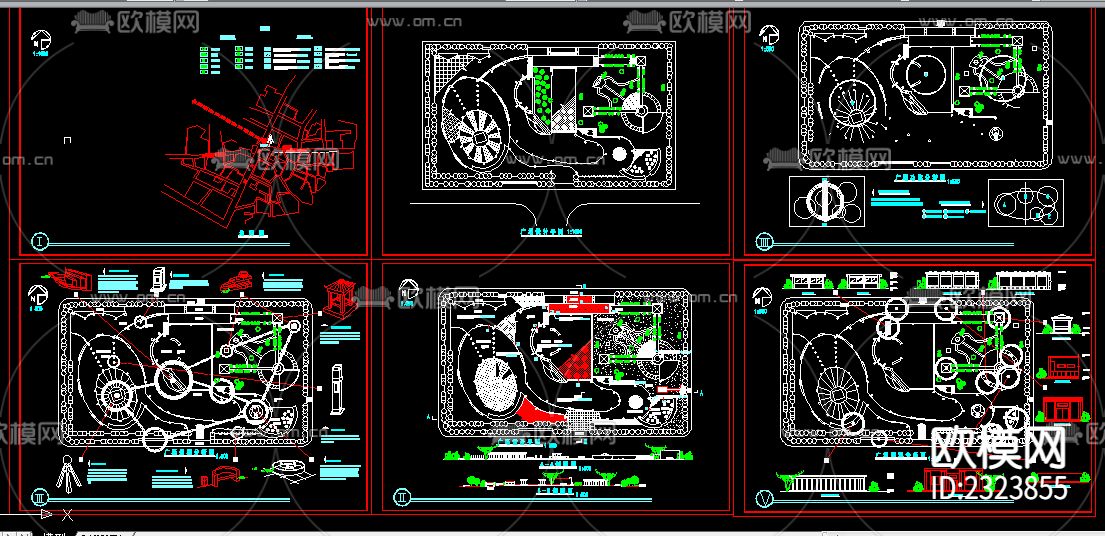 广场规划CAD施工图下载（渲染图1）