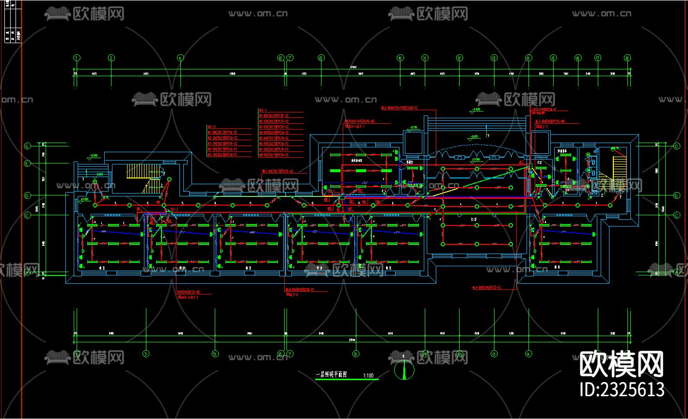 小学教学楼电气CAD施工图下载（渲染图2）