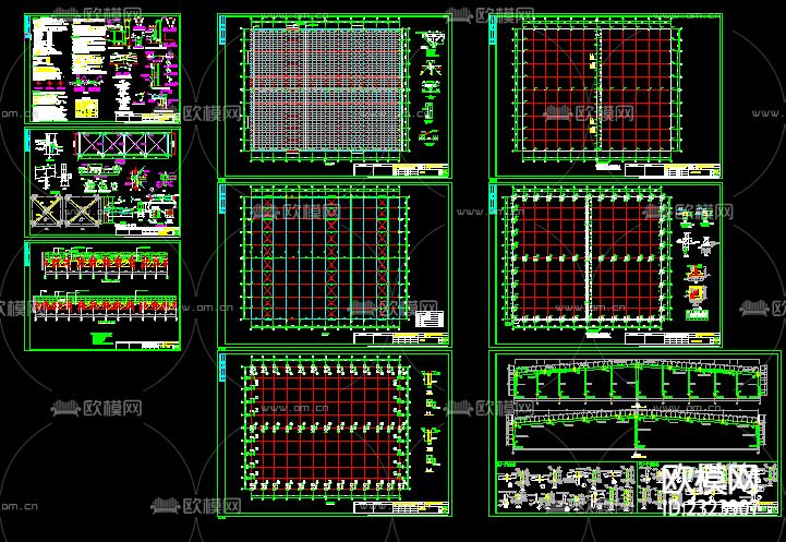 钢结构仓库设计cad施工图下载（渲染图4）