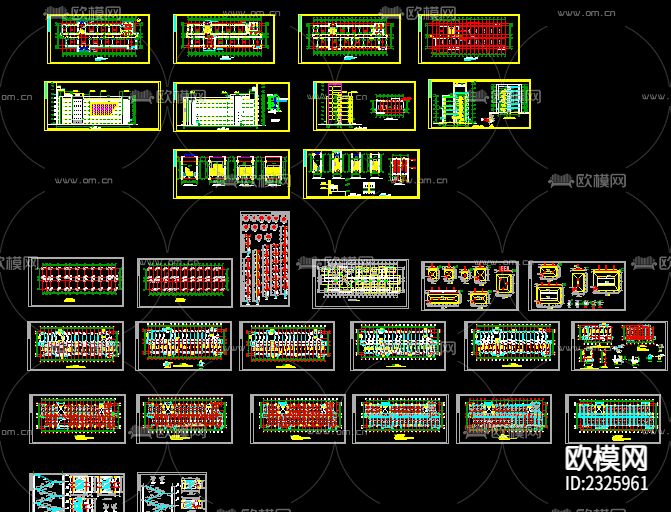 框架教学楼建筑结构CAD施工图下载（渲染图1）