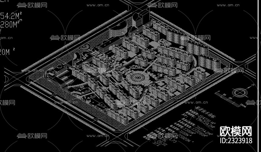 豪华小区规划总图三维CAD施工图-免费3dmax模型库-欧模网