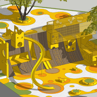  现代奶酪主题儿童滑梯su模型 