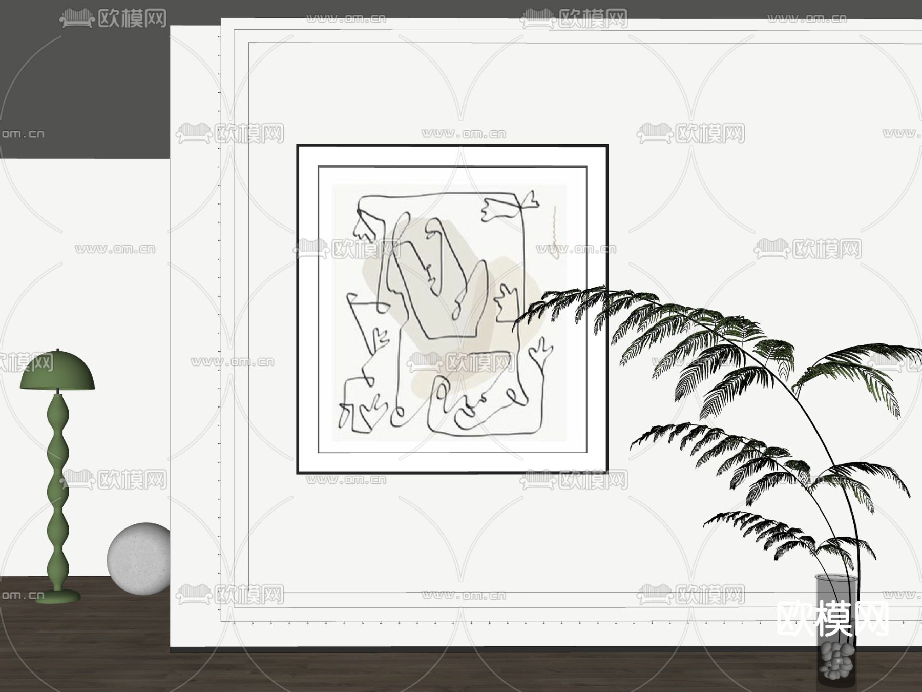 北欧装饰画 挂画su模型下载（渲染图2）