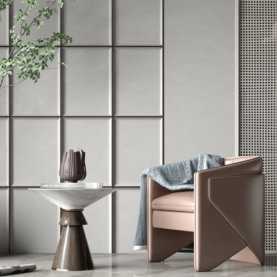  现代棕色休闲沙发su模型 