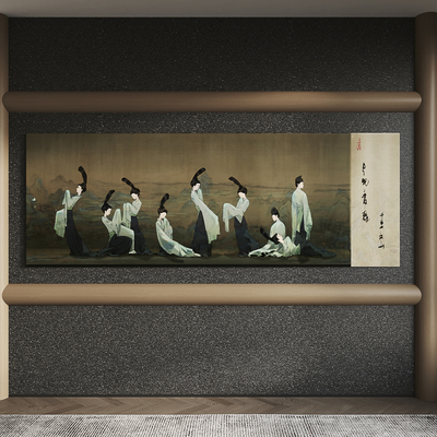 新中式仕女图挂画 装饰画su模型