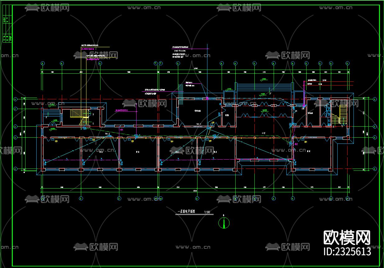 小学教学楼电气CAD施工图下载（渲染图4）