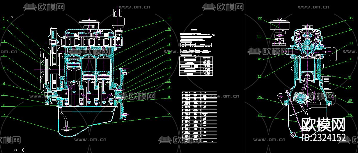 柴油机装配CAD施工图下载