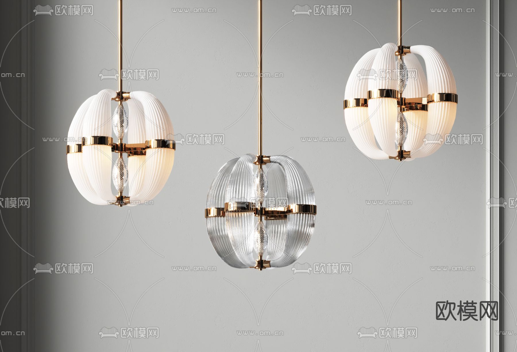 现代轻奢玻璃吊灯3d模型下载