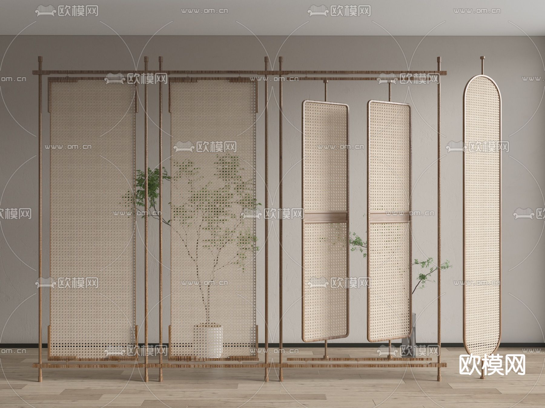 侘寂屏风隔断su模型下载（渲染图1）