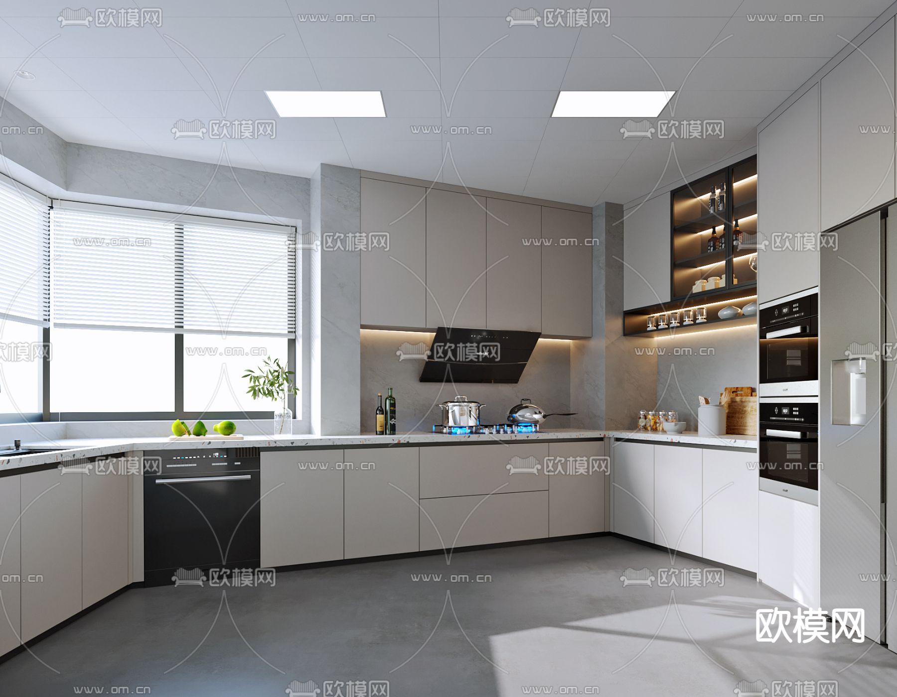 现代厨房3d模型下载